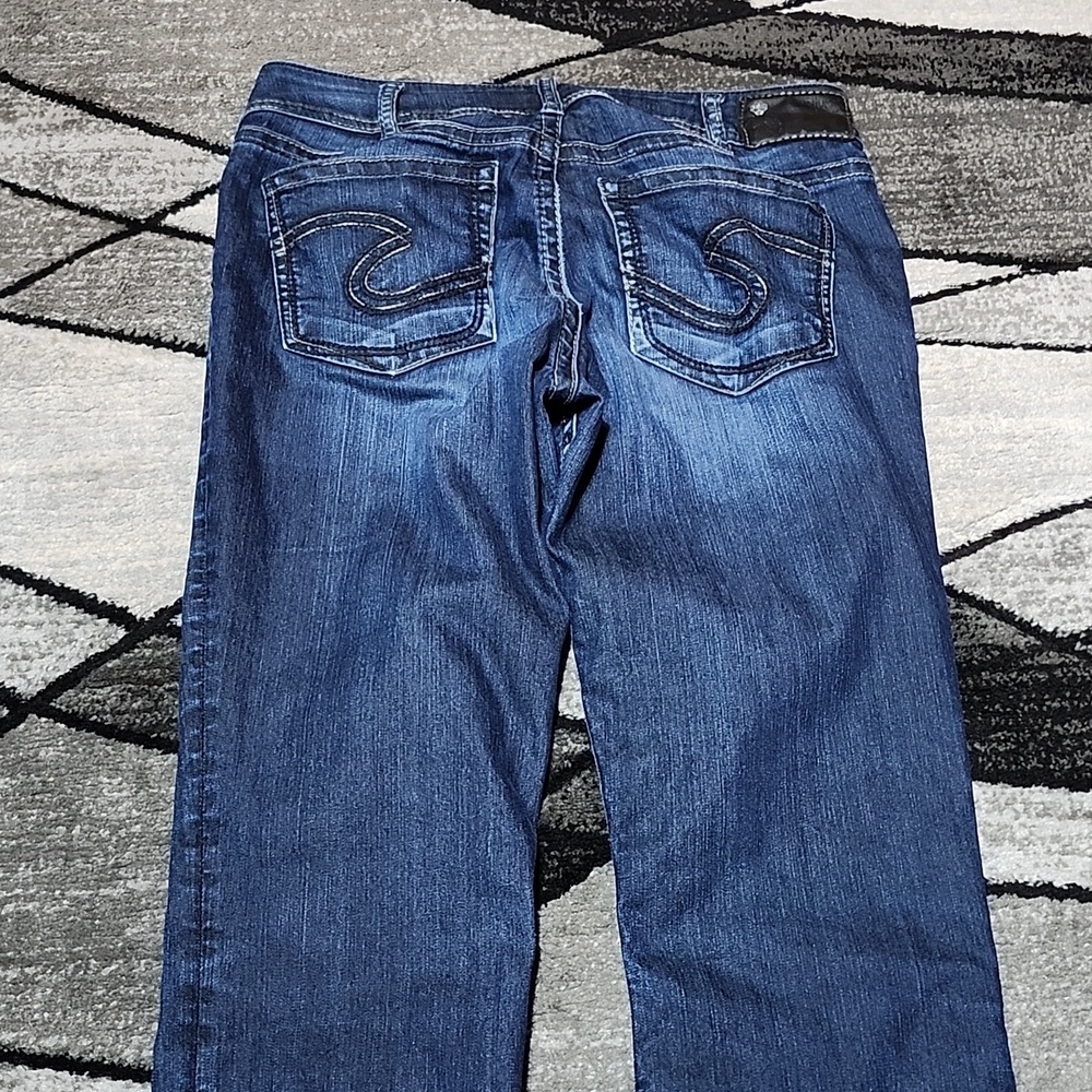 SILVER SUKI 17 MID-RISE LONG EMBROIERED BOOT-LEG DARK-BLUE DENIM JEAN - Picture 10 of 14
